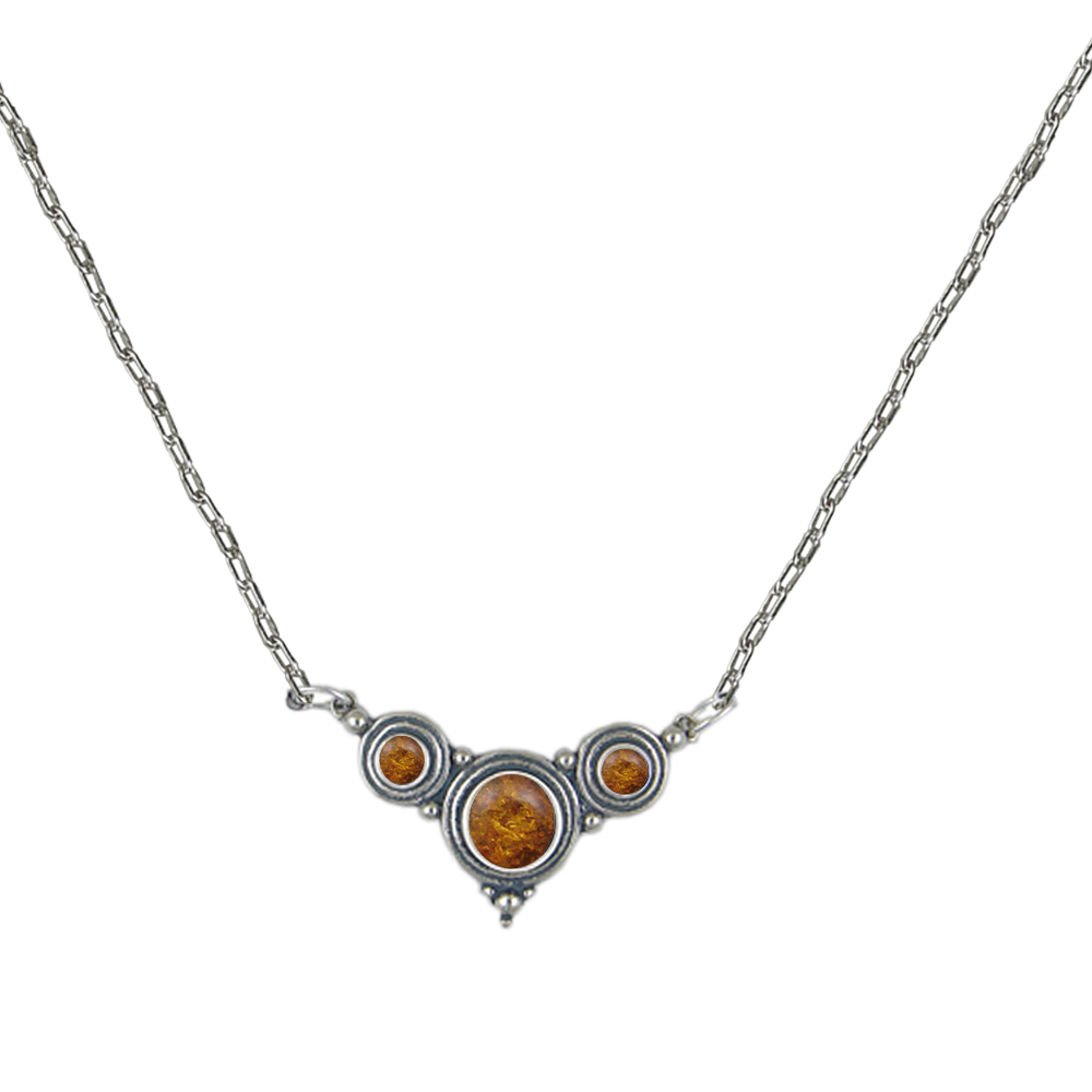 Sterling Silver Gemstone Necklace With Amber